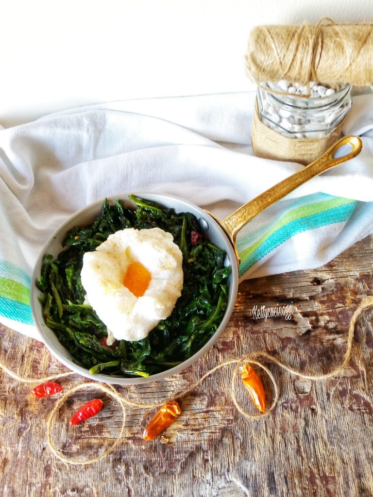 Cima di rapa con uovo al forno