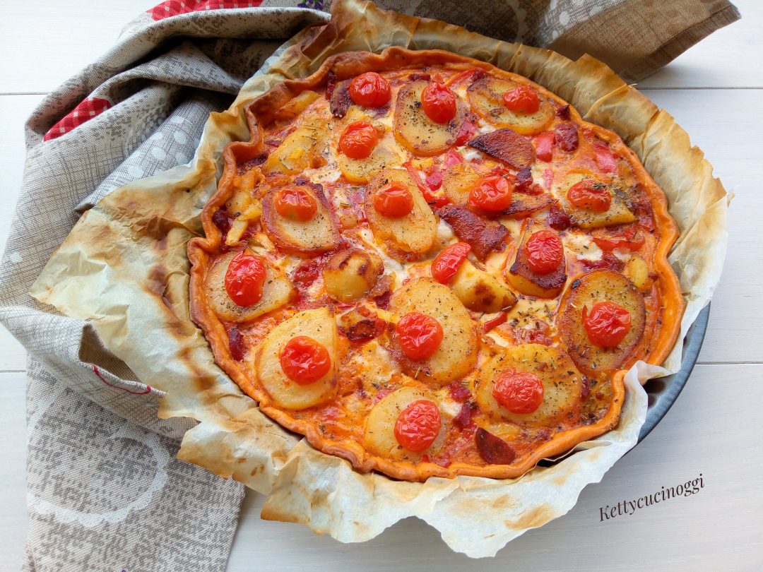 TORTA SALATA AL CHORIZO CON PATATE E PEPERONI