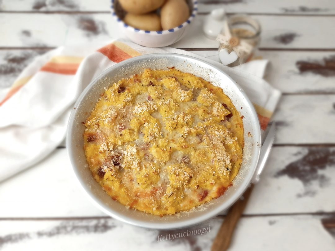 TORTINO DI PATATE CON SALAME E PECORINO