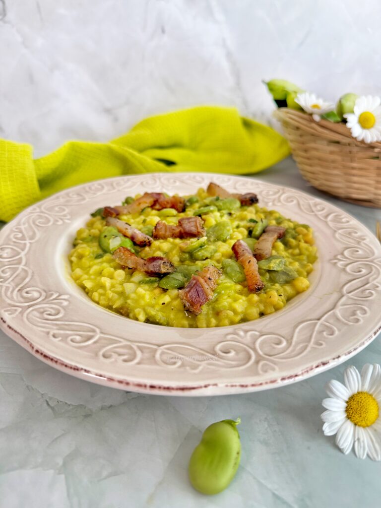 FREGOLA CON FAVE GUANCIALE E PECORINO