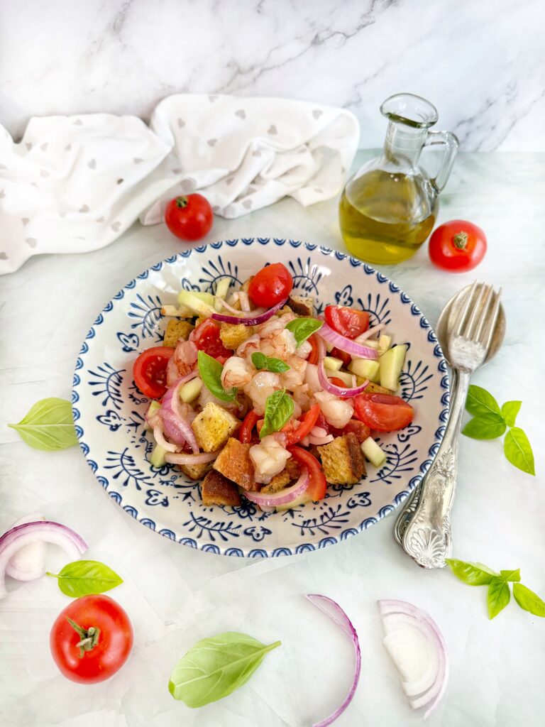 PANZANELLA CON TARTARE DI GAMBERI