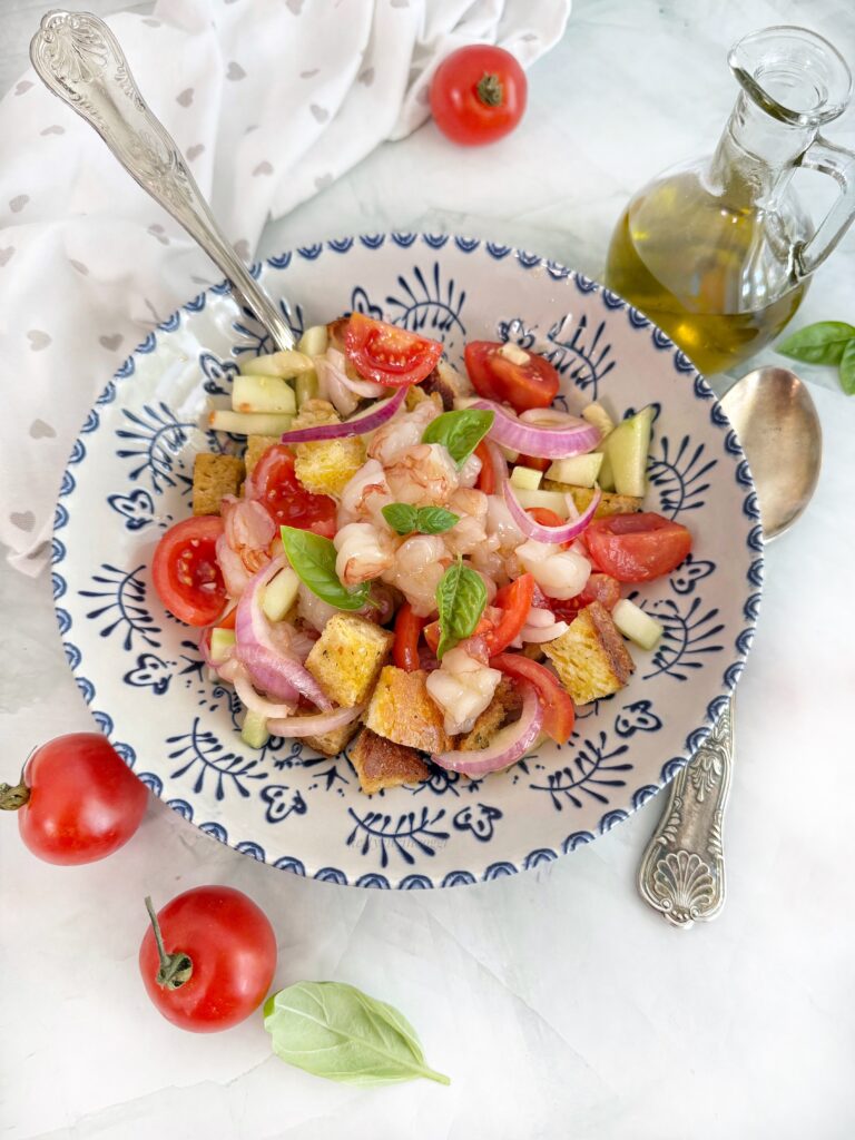 PANZANELLA CON TARTARE DI GAMBERI