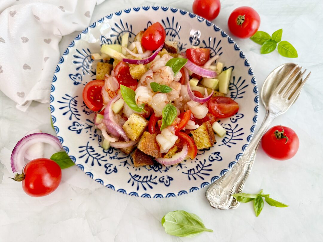 PANZANELLA CON TARTARE DI GAMBERI